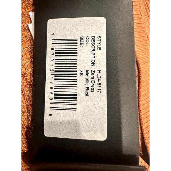 Retrofête – Zem Rib Knit Dress – Metallic Rust – XS - Picture 6 of 10